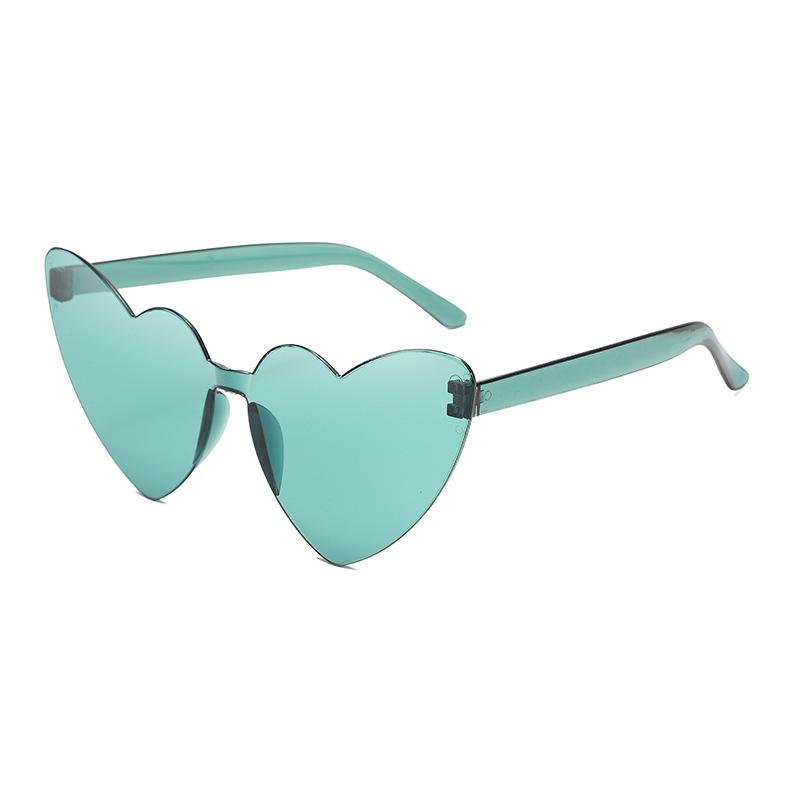 Amazon Thin Peach Heart Sunglasses Jelly Color Rimless Heart-Shaped One-Piece Glasses Candy Color Love Sunglasses