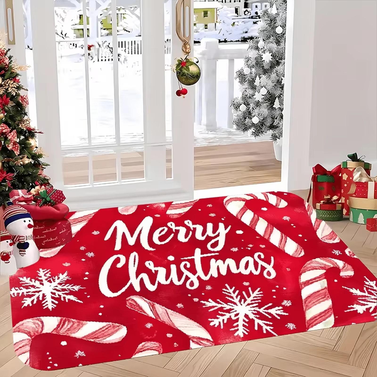 

Small Crystal Velvet Christmas Printed Rug Non- Decor Mat one size