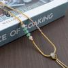 Handwoven Adjustable Jade Pendant Lanyard Necklace - Thin Gold Rope Style