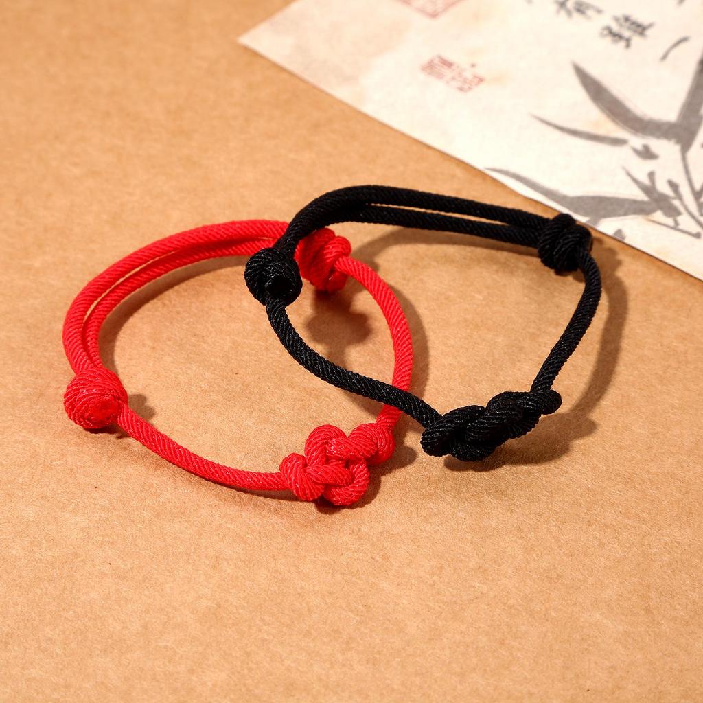 Red Rope Vajra Knot Couple Bracelet - Hand-Woven Token of Affection for Men and Women