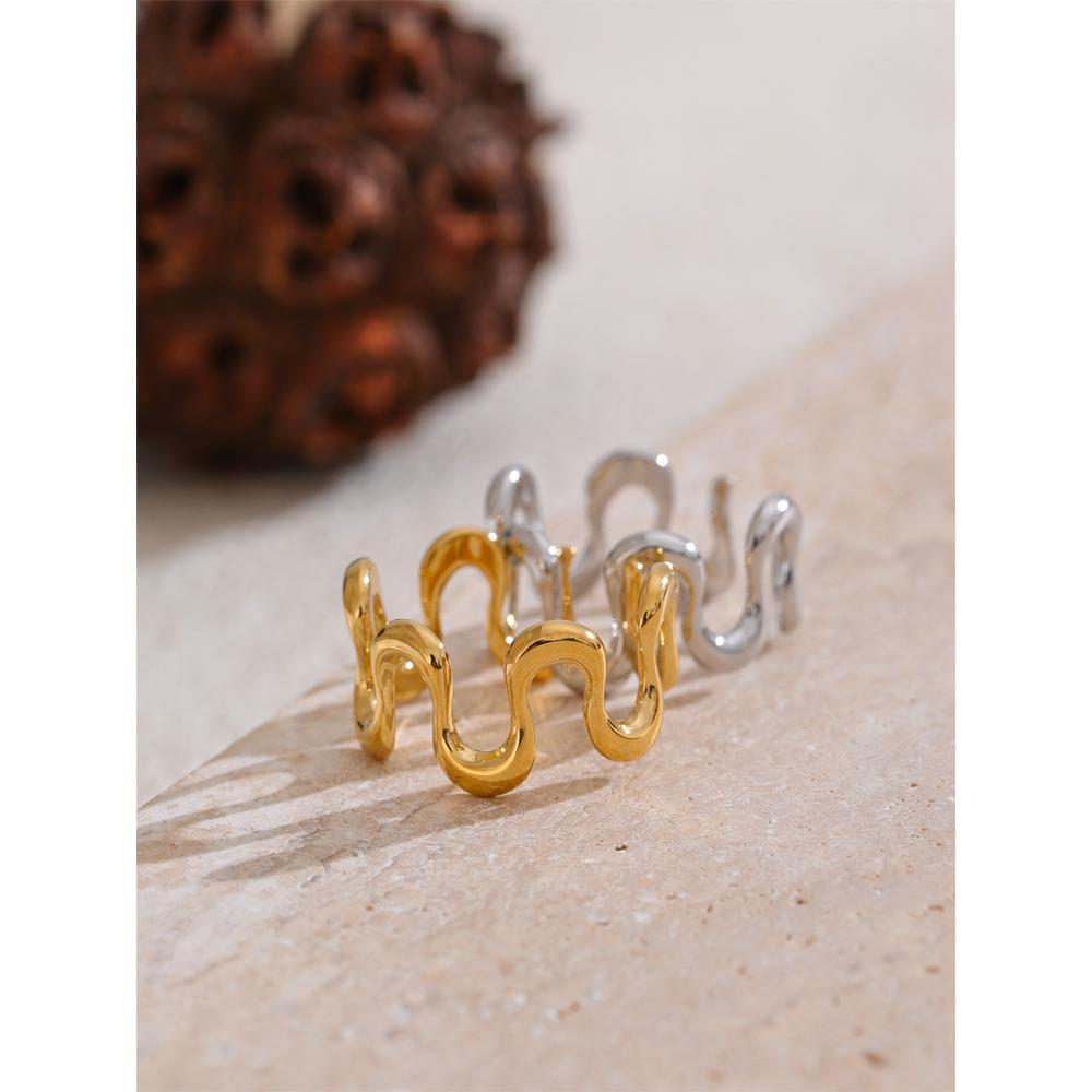 Minimalist Stainless Steel Metal Irregular Open Adjustable Ring for Women Rust Proof Distinctive Jewelry 2025