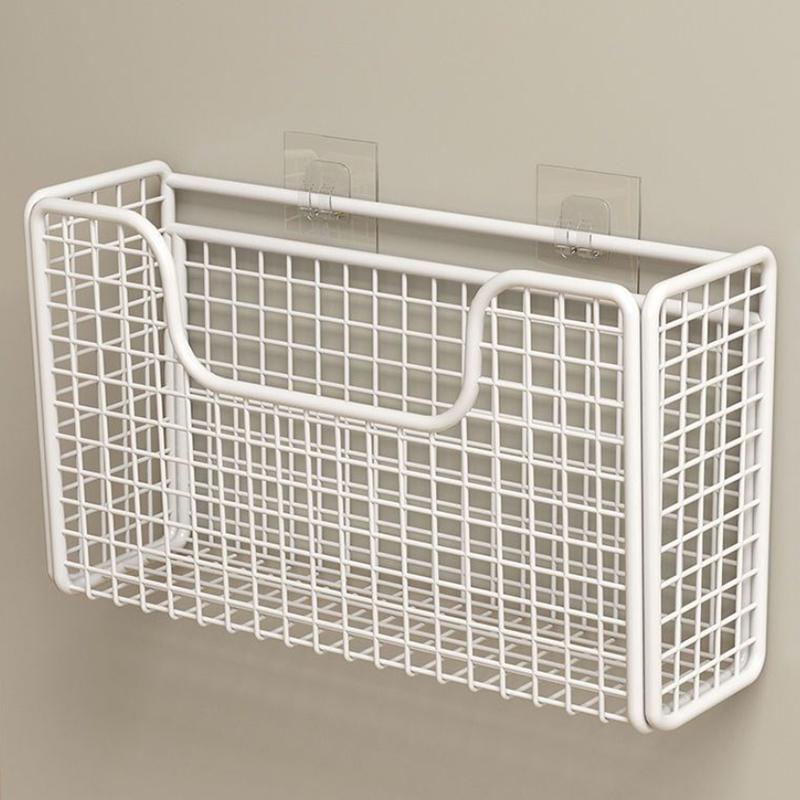 Punch-Free Kitchen Cabinet Door Storage Box Iron Rack Wall-Mounted Cabinet Plastic Wrap Rack Bathroom Refrigerator Rack