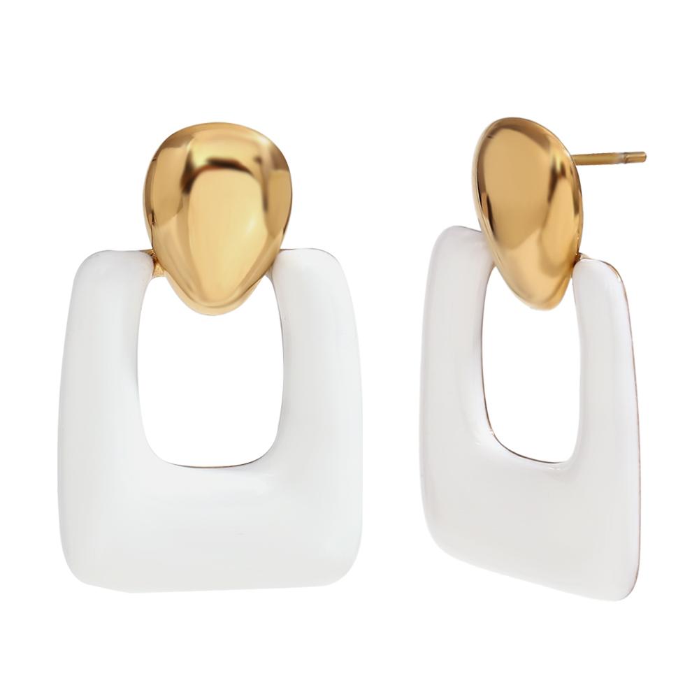 MamacitaSlay Geometric Oval Colored Enamel Rectangle Drop Stainless Steel Earrings 2025 Trend Daily Jewellery Woman Accesories