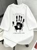 White Oversized T-Shirt with Grunge Print