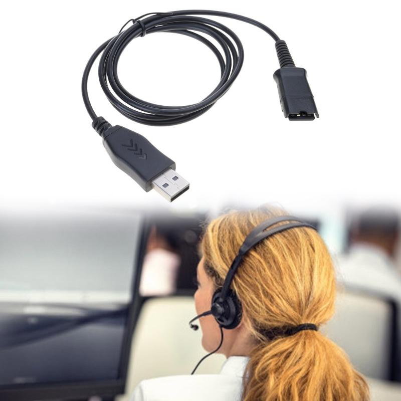 Plugs and Play USB Interfaces Cable for Quick Disconnect Headsets Connecting To PC Laptop Softphone 47.24inch/120cm