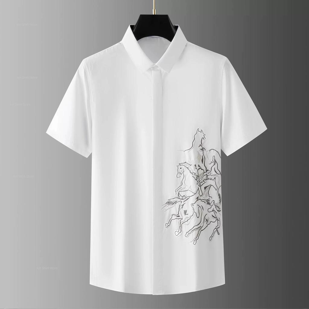 Abstract Ink Splash Short-sleeve Shirt, Trendy Casual Wear for Everyday Use.