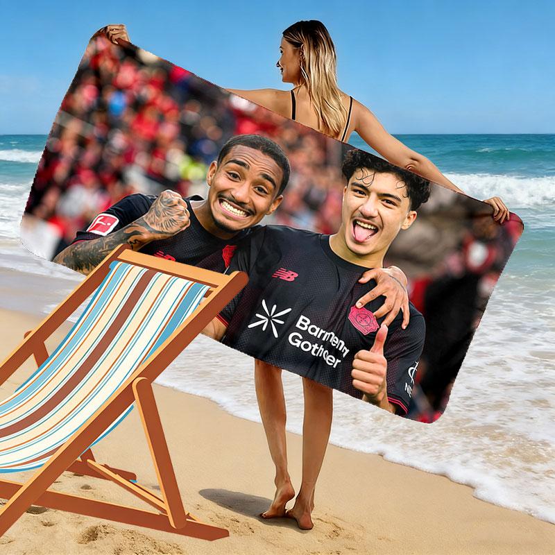 Bayer Leverkusen Ibrahim Maza Druck Strandtuch, Großes Weiches Schnelltrocknendes Handtuch für Strand Camping Schwimmen