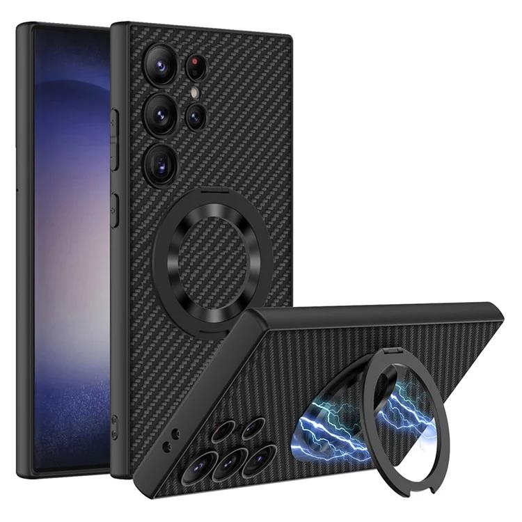 

GKK For Samsung Galaxy S24 Ultra Magnetic Phone Case with Rotary Ring Kickstand