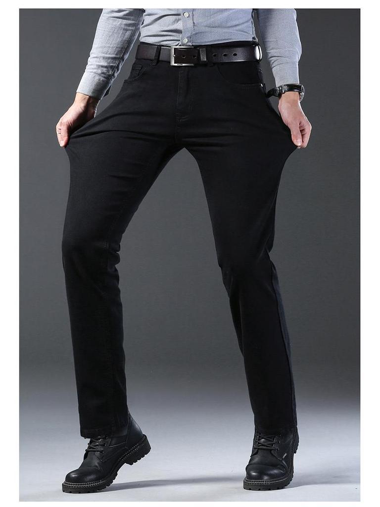 Thin Hao Pai Men's High-End Stretch Denim Jeans: Summer Business Long Pants