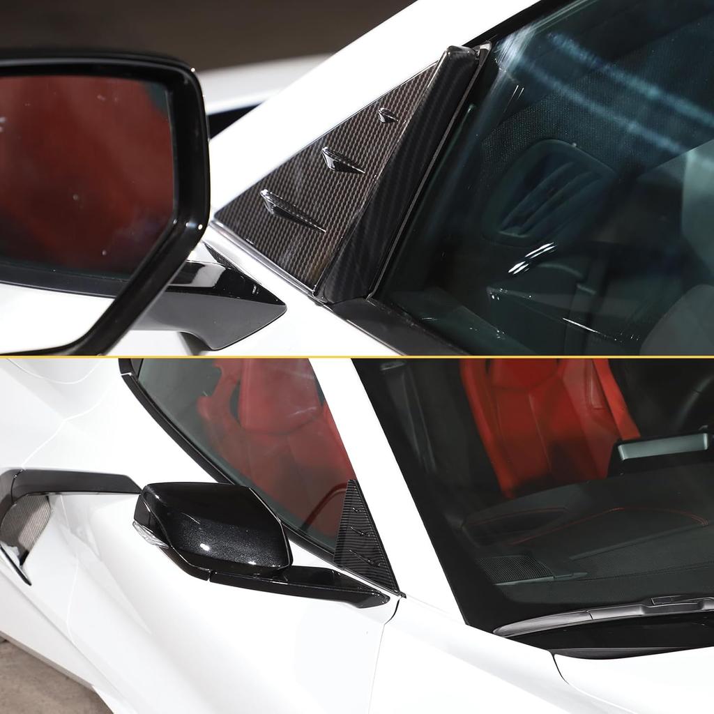 Front Window Triangle Cover Compatible with Chevrolet Corvette C8 Stingray Sports 2020 2021 2022, ABS Rearview Mirror Side Spoiler Trim Cover