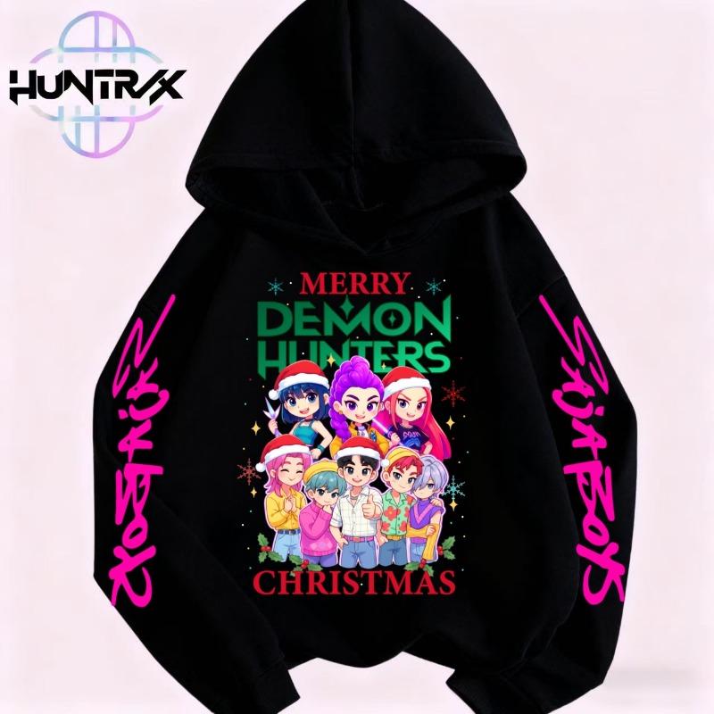 Christmas Fashion Women's Anime Clothing Kpop Devil Hunter Hoodie Casual Fashion Autumn Kids Sweatshirt