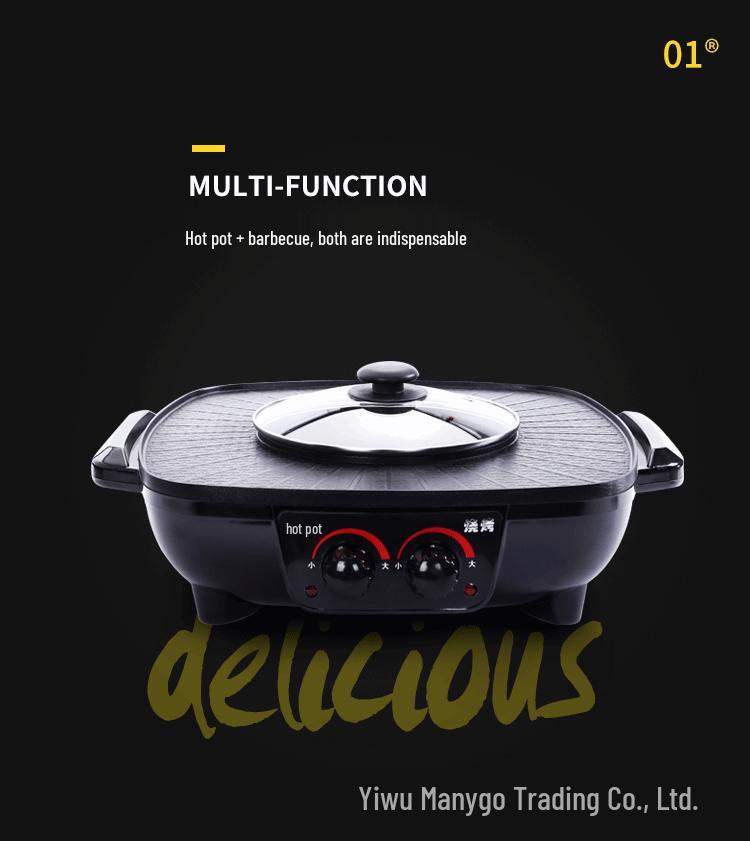 European & British Standard Shabu-Shabu Grill Pot: Dual Control Multifunctional Electric Hot Pot & Barbecue Fryer