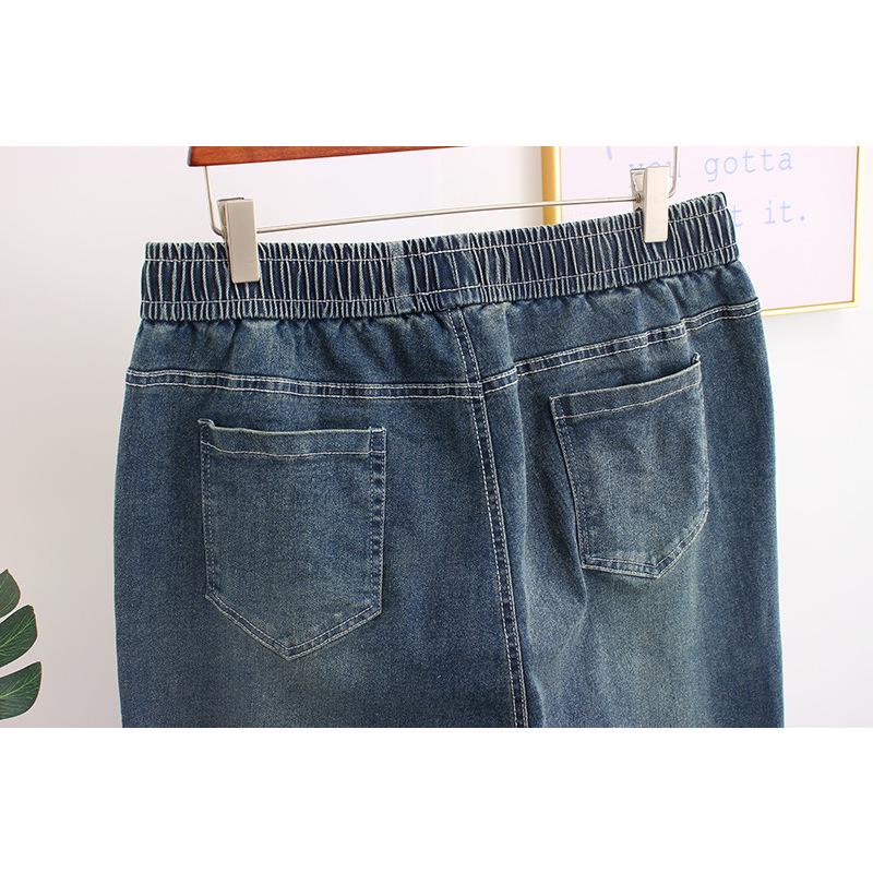 300 Jin Extra Large Women's High Elasticity Elastic Waist Skinny Harem Jeans - Autumn Collection