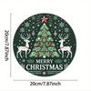 1pc Rustic Metal Wall Art Sign, 8x8 Inch Round Tin Reindeer Tree Print, Festive Kitchen Bar Home Decor