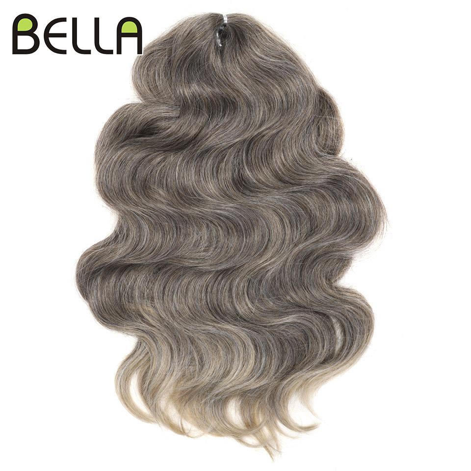 BELLA 24 Zoll Body Wave Häkelhaar 3 Stück Synthetisches Haar Zöpfe Kunsthaar Ombre Blond Braun Natürliche Flecht-Haarverlängerungen