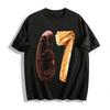 Chocolate Waffle Number 67 Print Casual Short Sleeve Tee Pure Cotton T-shirt