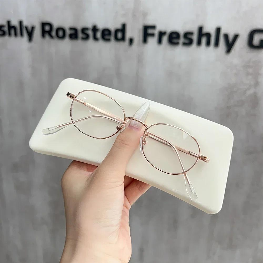 Y2K Retro Oval Round Glasses Frame for Women Men Ultra-Light Metal Ins Glasses Vintage Eye Protection Optical Full Rim Glasses