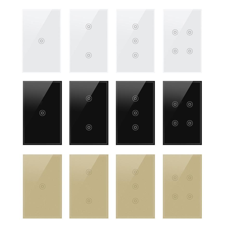Factory Outlet 1 2 3 Gang Tuya Smart Switch Wifi No Neutral Glass Panel Zigbee Touch Wall Switches Intelligent Light Switch