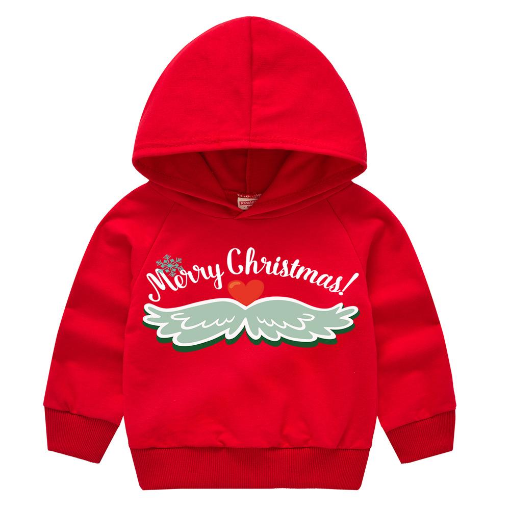 Christmas New Year Cartoon Spring and Fall Children's Printed Hooded Sweater Boys and Girls Casual Tops with Hoodie