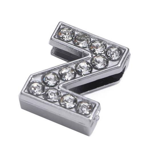 Rhinestone Letter Beads Alloy A To Z Charms Slide Letter Charms Small Spacer Beads for DIY Jewelry Making Keychain Cell Phone Chain Bracelet Craft