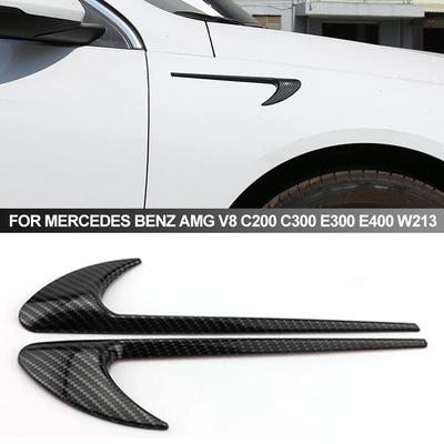 2Pcs Car Side Sticker Vent Fender Trim Emblem Blade Logo Trim For Mercedes Benz AMG V8 C200 C300 E300 E400 W213