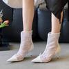Fashion Fashion Butterfly-Knot Women Ankle Boots Shoes Female Thin Heels Footwear Pointed Toe Ladies Modern Booties Shoes With Zippers