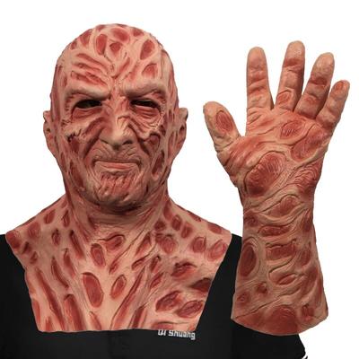 Máscara de látex de terror do filme Freddy Krueger capacete para homens adultos mulheres halloween mascarada demônio cosplay máscara facial mãos terno adereços
