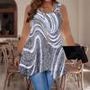 Women's Fashionable Casual Sports Double-ring Vest, Large-sized Tank Vest with Marble Veining Printed Patterns, Irregular Hem, Elegant and Simple