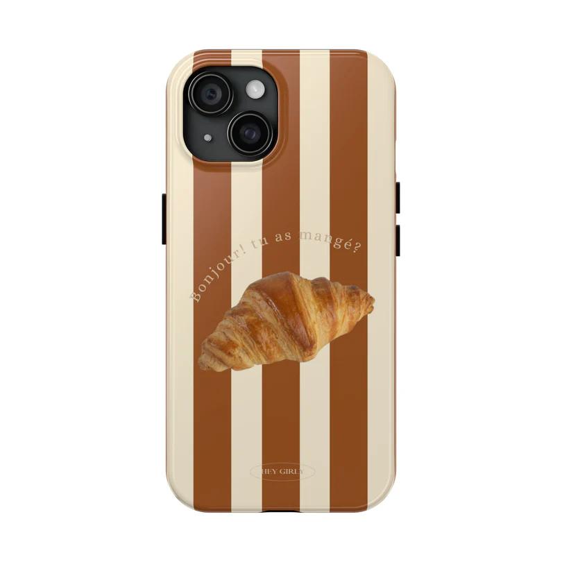 

Французский Круассан Полосатый Чехол для Телефона для iPhone 17 16e 16 15 14 13 12 11 X XS XR XSMAX 7 8 Air Pro Max Plus Роскошный Двухслойный iPhone 11