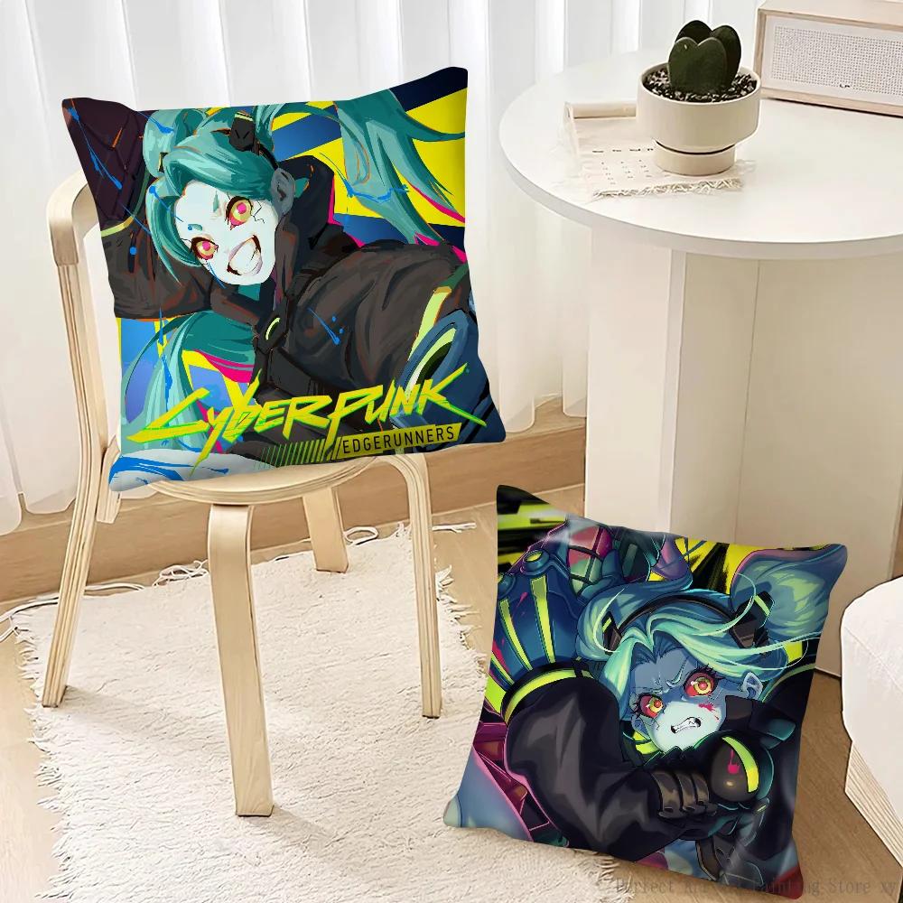 Cyberpunk Edgerunners Anime Rebecca Pillow Case Fashion Square Pillowcase Bedroom Sofa Room Ins Decoration Leisure Cushion Cover