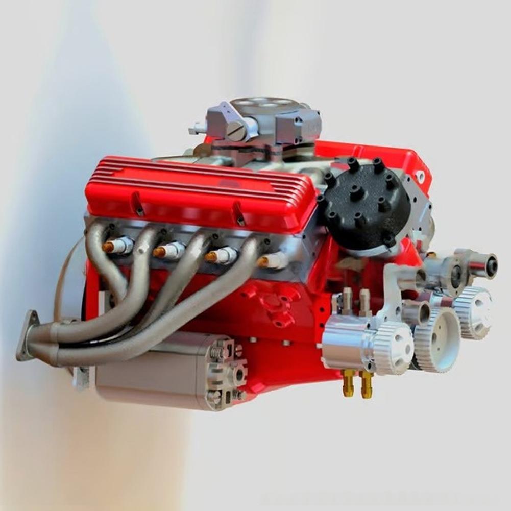 STEM Project V8 Engine Model Kit Desk Centerpiece Red Automotive Engineering Model Kit DIY Craft Supply Small-block Architecture