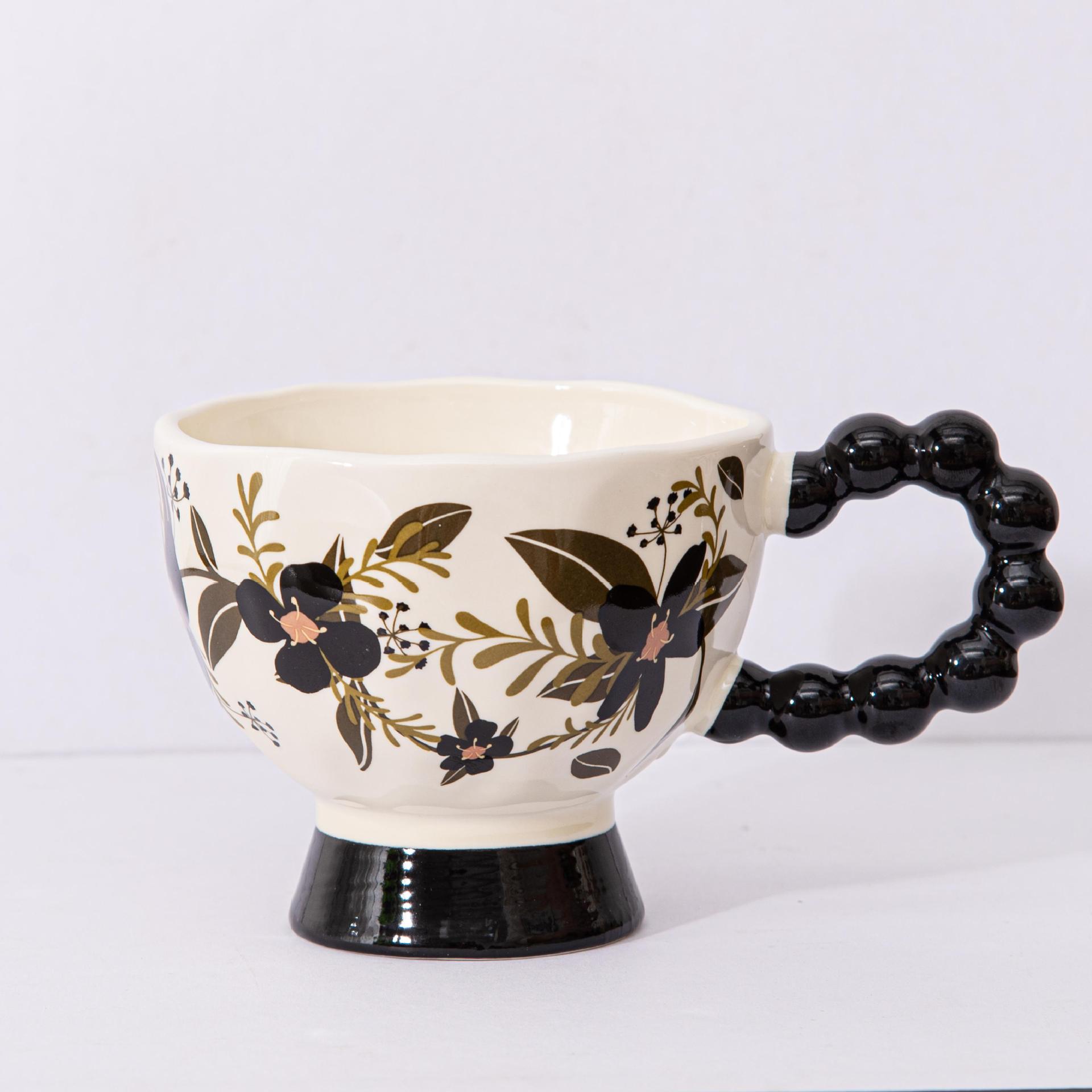 Mittelgroße Tasse Tenghua Hochfuß Keramiktasse Hoch aussehende Trinktasse Büro Kaffeetasse Feiertags-Souvenir Geschenk Tasse 300ml