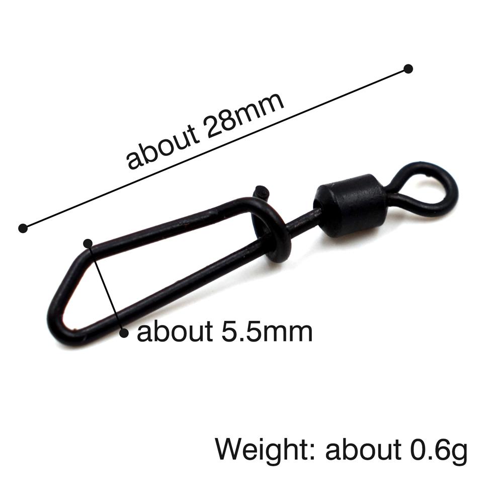 MNFT 20Pcs Stainless Steel Black Nickel Fish Swivels Quick Change Snap Clips Fishing Connector Rolling Swivel