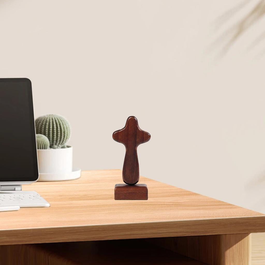 Wooden Cross Ornament Wooden Cross With Base Magnet Decorative Cross Wooden Crafts Ornament