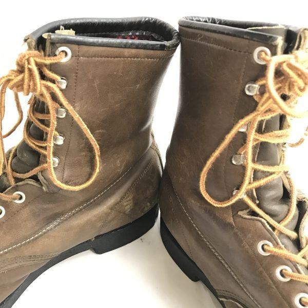 WOLVERINE Kožené šněrovací pracovní boty Vintage Velikost 12D 29.5-30.0 Hnědé 1000 Mile(POUŽITÝ)