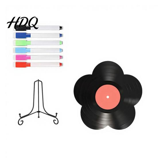 Flower Vinyl Record Diy Ornament DIY Custom Board with Creative Ornament Display Stand Design Personalized Birthday Anniversary Message Board Sign