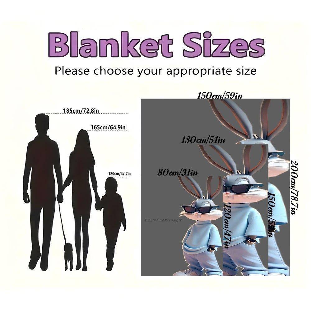 "Chill Vibes: Bugs Bunny's Casual Cool Look"Blanket Flannel Throw Blanket for Sofa, Bed, Travel, Camping, Office
