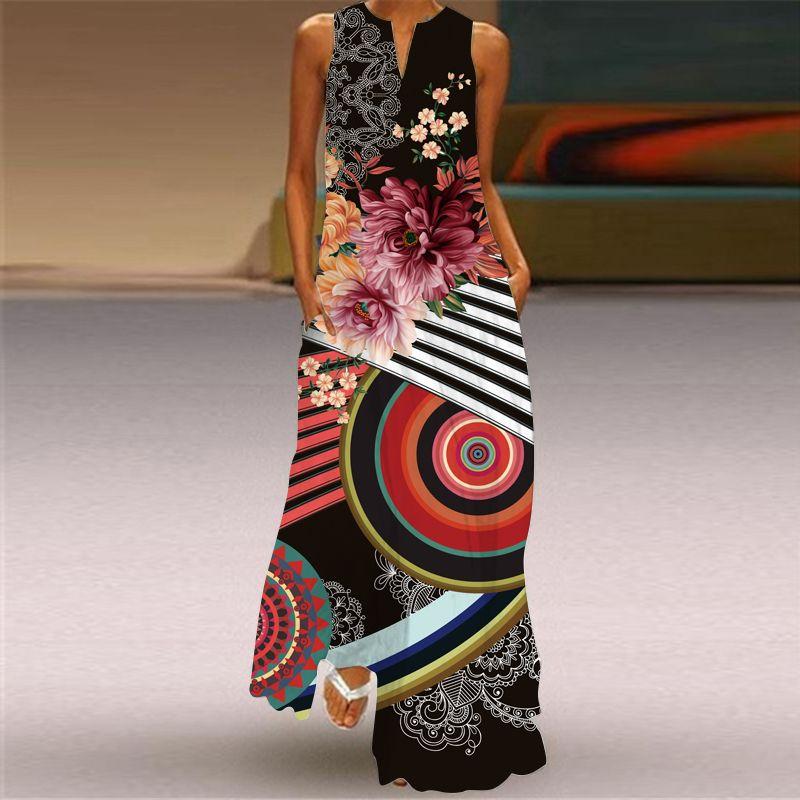 3D Three-Dimensional Print Dress Red Flower Tall Sleeveless Dress Beach Travel Photo Beach Dress