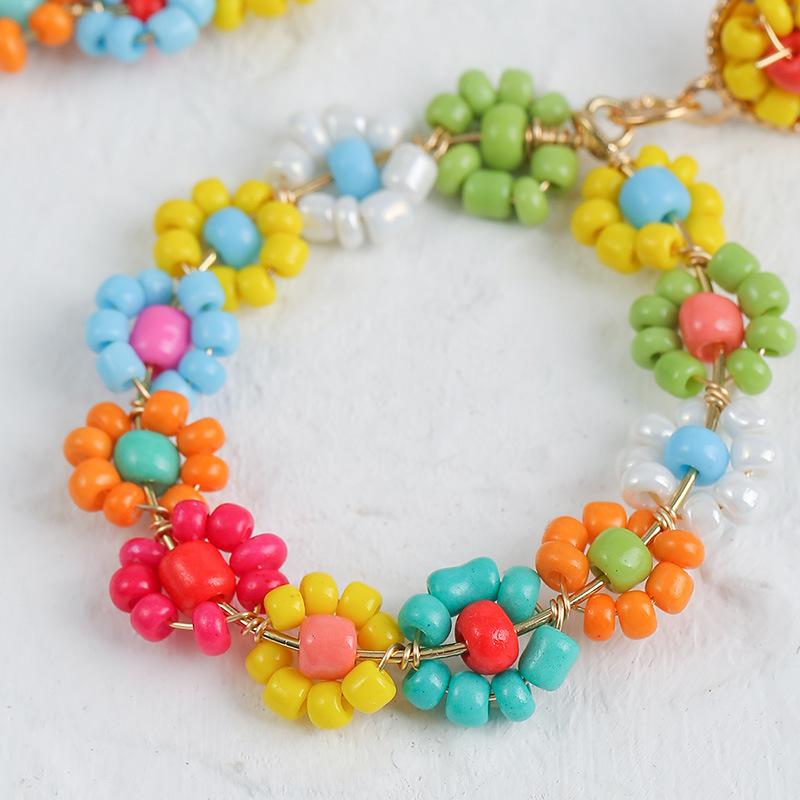 Orecchini Boho alla moda per le donne, stile colorato, orecchini dolci con fiori, gioielli, orecchini con perline floreali, accessori LXY