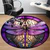 1pc Purple Stained Glass Dragonfly Office Round Area Rug, Under Office Chairs Bedroom Living Room Home Decor, Room Deco