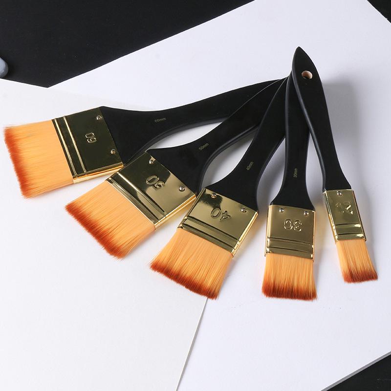 Single Oil Painting Board Brush Acrylic Brush Gouache Paint Watercolor Wall Painting Pen Nylon Hair Flat Head Birch Clean Brush