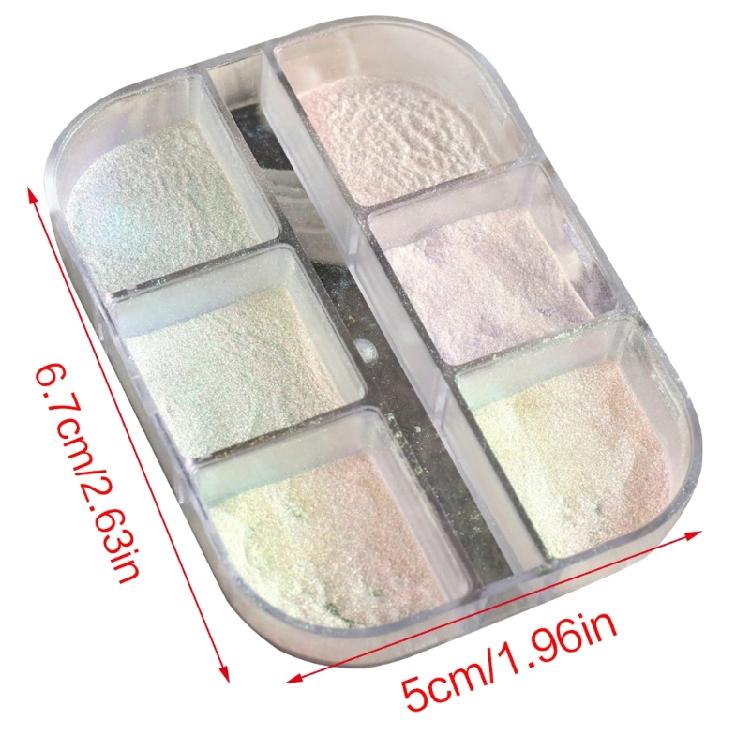 6 Grids Chrome Nail Glitter Powder Mirror Powder Glimmers Dust Shimmers Glitter