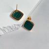 925 Sterling Silver Women Geometric Gold Plated Stud Earrings Malachite  Natural Stones  Elegant Jewelry Bijoux Wholesale