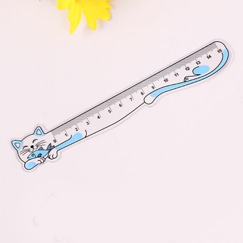 Cat Ruler Kawaii Accessories School Supplies Drawing Tool Papeleria Transparent 15cm Regla Cute Japan Stationery Straightedge