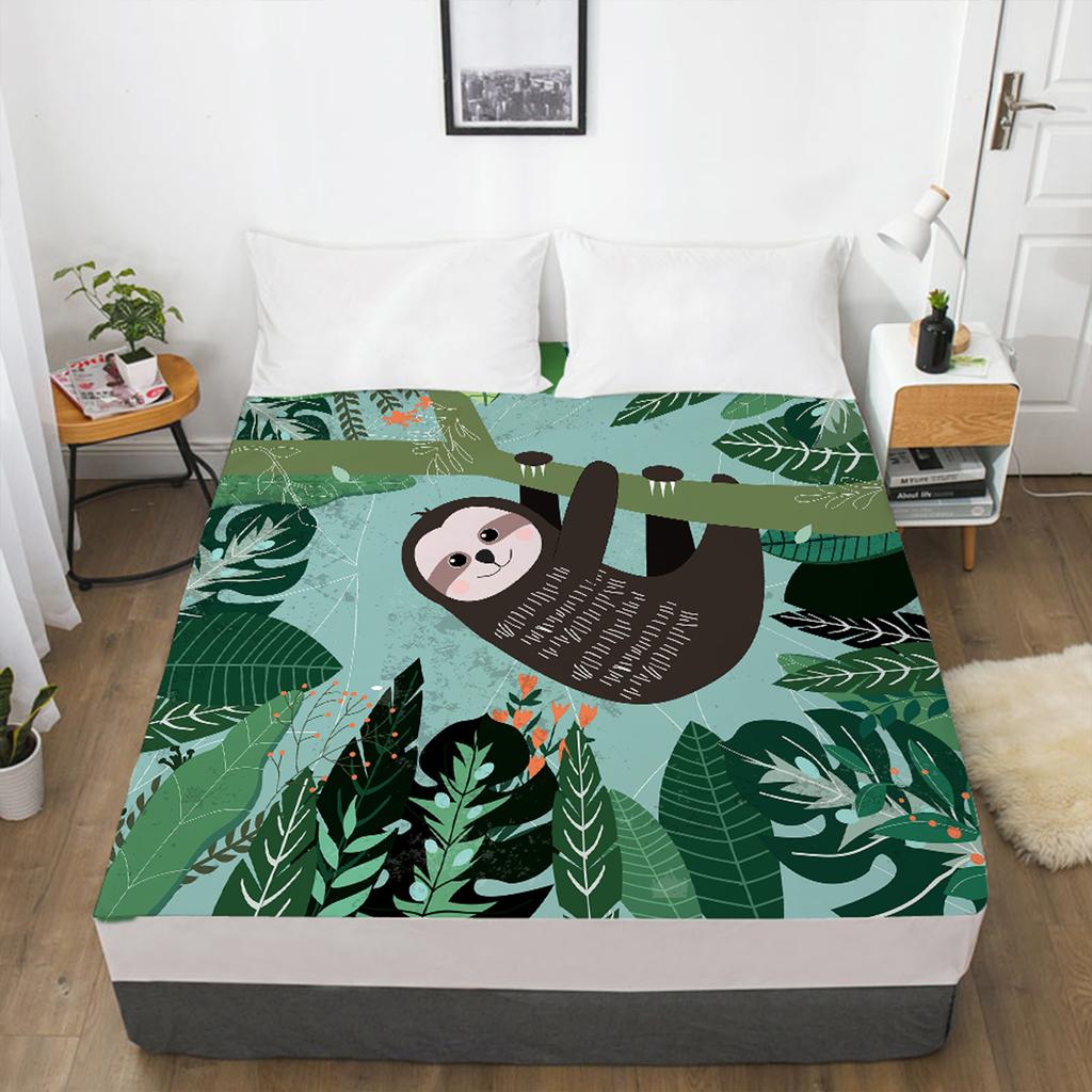 Bedding 3D Printed Animal Sloth Pattern Bed Sheet Mattress Cover Elastic Fitted Sheet 3 Piece Set Home Textile