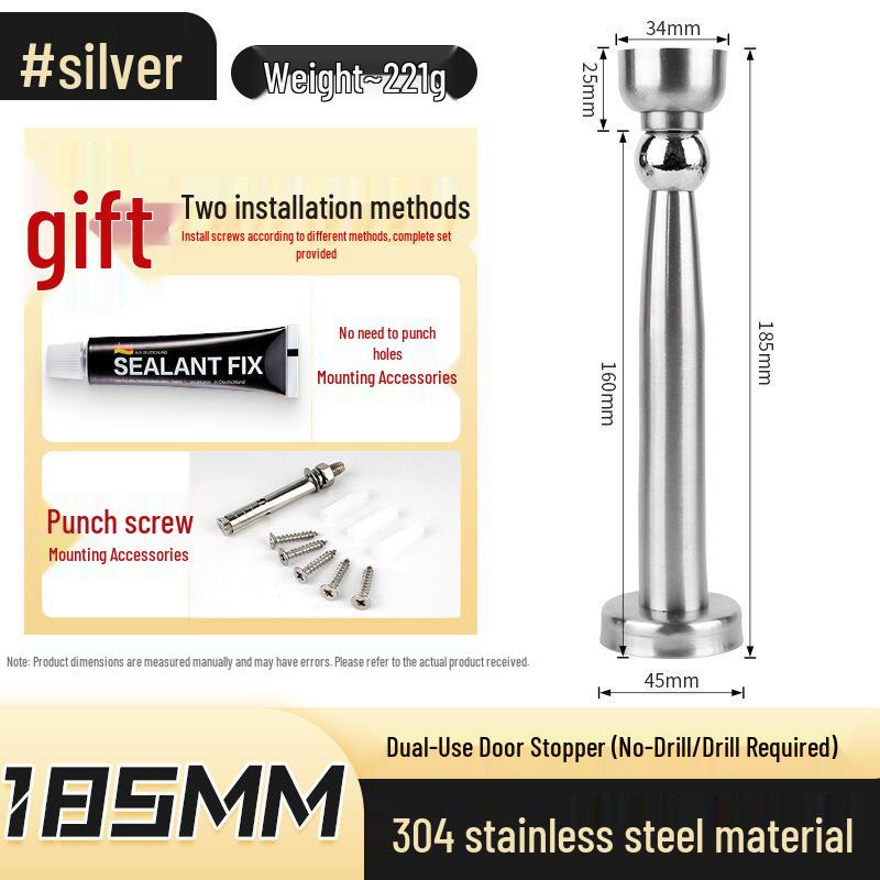 Stainless Steel Magnetic Door Stopper - Punch-Free, Anti-Collision, High-Strength, for Bathroom/Bedroom Doors