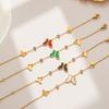 Butterfly Bracelets For Women Gold Color Stainless Steel Butterfly Pendant Layered Link Chain Hand Accessory