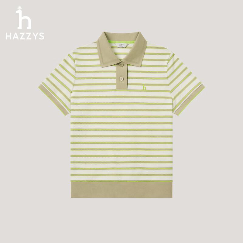 HAZZYS Women s Striped Short Sleeve Polo Shirt M