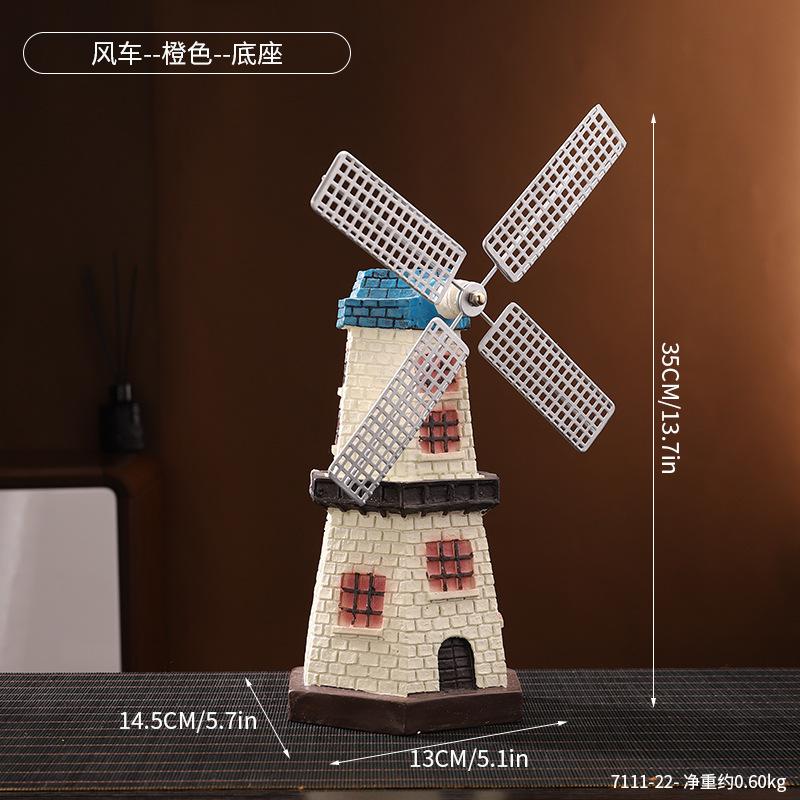 Dutch Windmill Figurine Creative Desk Decor for Living Room TV Cabinet Wine Shelf Office Bookshelf