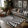Tuniu 3D Optical Illusion Geometric Rug Mat Anti-Slip Living Room Floor Carpet